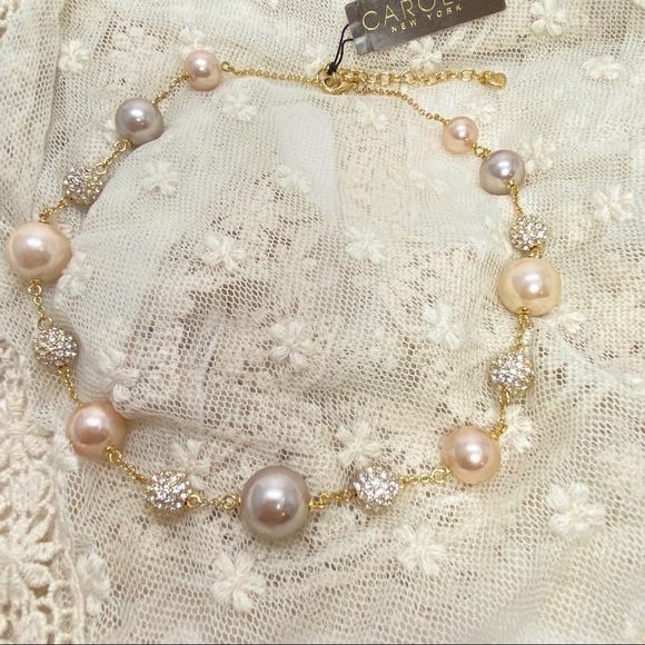 Carolee Pave Crystal & Pearl Choker Necklace - Picture 5 of 9